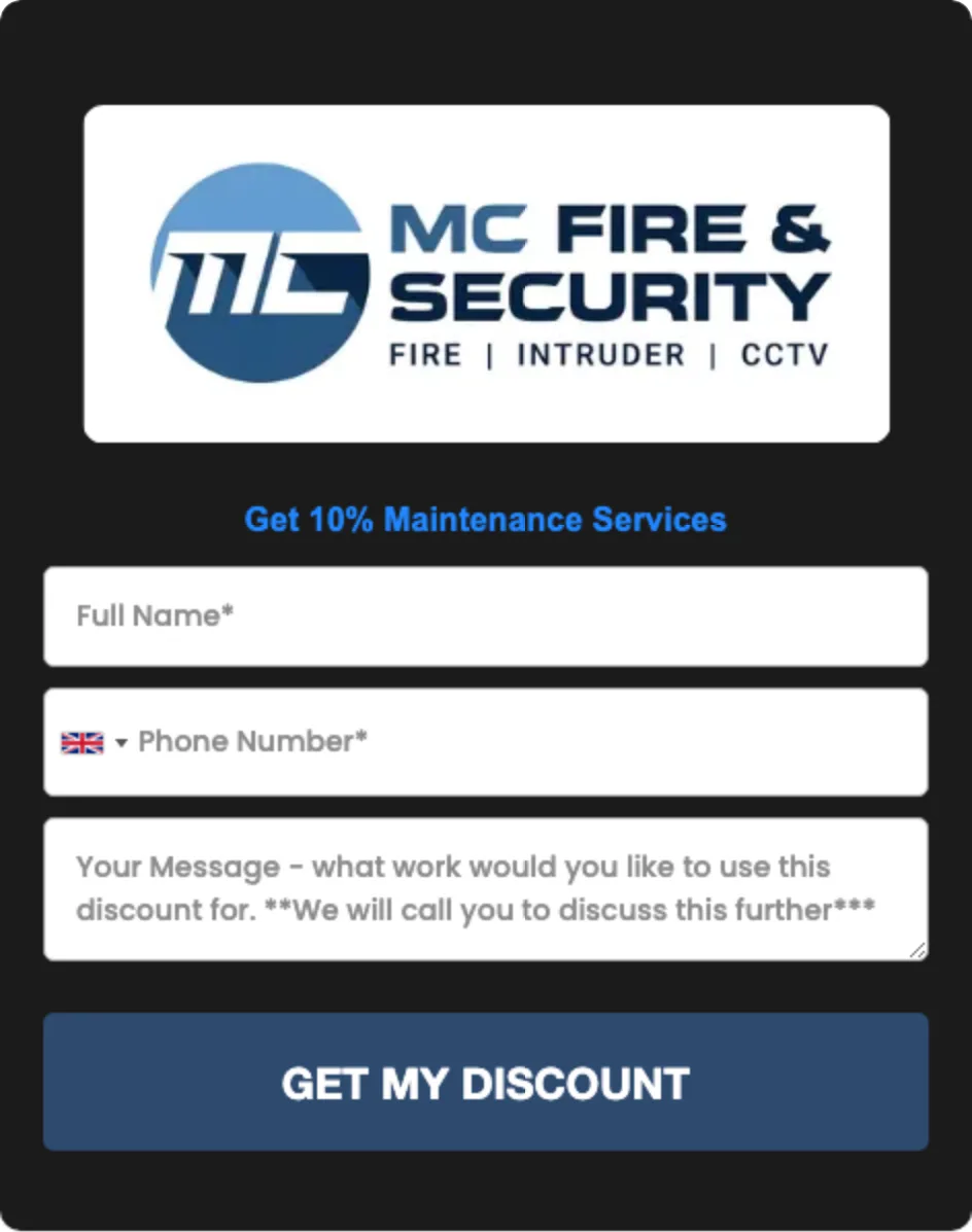 Example: a discount offer page on a BuildMyService site